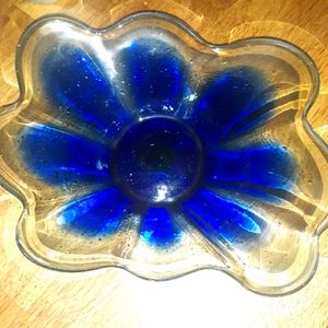 Colbolt blue vintage glass dish